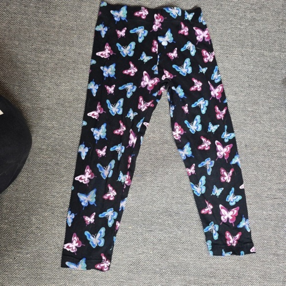 Shadows + Dust Girls Butterfly Print Leggings Black Blue Purple‎ Size XS 4/5